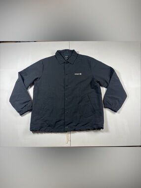 Stance Coaches Jacket Black Button Up Embroidered Pockets Men’s M